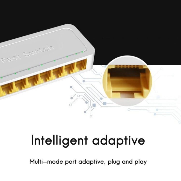 8-Ports 100M RJ45 Mini Switch Home Plug-and-Play Bypass Unmanaged Network Splitter for Bedroom Network Monitoring 8-Ports 100M RJ45 Mini Switch Home Plug-and-Play Bypass Unmanaged Network Splitter for Bedroom Network Monitoring